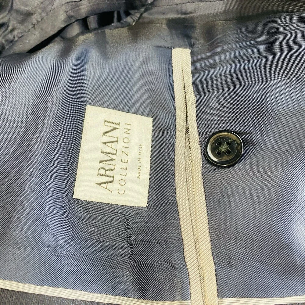 Armani Collezioni Men’s Navy Blue Suit Jacket Size 40 Italy Blazer Wool/Linen